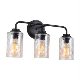 3-Light With Clear Glass Glacier Shade,Unique Hand-make Lampshade, Industrial Indoor Light Fixture For Bathroom Living Room Bedroom Over Kitchen