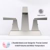 2-Handle Bathroom Sink Faucet Brushed Nickel 4 Inches Centerset Vanity Faucet 3 Hole Bathroom Faucet with Pop Up Drain & Supply Lines Modern Commercia