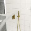 Dual Shower Head - 12 Inch Ceiling Mount Square Shower System with Rough-in Valve, Gold