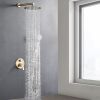 10 Inches Brushed Gold Wall Mounted Shower with High Pressure Rain Shower Head and 5-Function Handheld Shower Head
