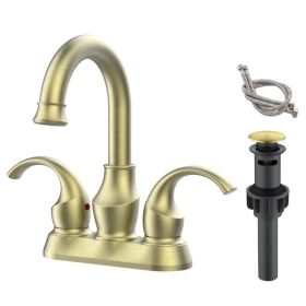 Bathroom Faucet 2-Handle Brushed Gold with 360 Degree Rotating Spout