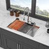 33-inch Topmount Drop-in Single Bowl Stainless Steel Workstation Kitchen Sink Built-in Z-shape Ledge