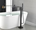 Freestanding Bathtub Faucet Tub Filler Matte Black Floor Mount Bathroom Faucets Brass Single Handle with Hand Shower