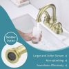 Bathroom Faucet 2-Handle Brushed Gold with 360 Degree Rotating Spout