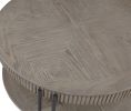 1pc Contemporary Round Coffee Table with Storage Shelf Black Brown Tan / Beige Finish Living Room Wooden Modern Furniture