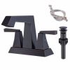 2-Handle Bathroom Sink Faucet Oil Rubbed Bronze 4 Inches Centerset Vanity Faucet 3 Hole Bathroom Faucet with Pop Up Drain & Supply Lines Modern Commer