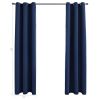 Blackout Curtains with Rings 2 pcs Navy Blue 37"x63" Fabric
