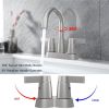 Bathroom Faucet Brushed Nickel 2-Handle Bathroom Sink Faucet 360 Degree High Arc Swivel Spout Centerset 4 Inch Vanity Faucet RV Bathroom Faucet 3 Hole