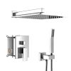 Dual Shower Head - 12 Inch Wall Mounted Square Shower System with Rough-in Valve,Chrome