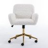 A&A Furniture Office Chair,Artificial rabbit hair Home Office Chair with Golden Metal Base,Adjustable Desk Chair Swivel Office Chair