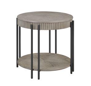 1pc Contemporary Round End Table with Storage Shelf Black Brown Tan / Beige Finish Living Room Wooden Modern Furniture