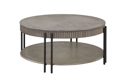 1pc Contemporary Round Coffee Table with Storage Shelf Black Brown Tan / Beige Finish Living Room Wooden Modern Furniture