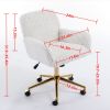 A&A Furniture Office Chair,Artificial rabbit hair Home Office Chair with Golden Metal Base,Adjustable Desk Chair Swivel Office Chair