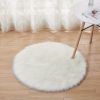 1pc Fluffy Imitation Wool Round Area Rug, Suede Fleece Bottom Long Imitation Wool Rug, Acrylic 80% Polyester 20%, 2.36inch Long Wool