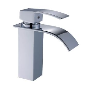 Waterfall showerhead bathroom faucet, single handle bathroom sink faucet (Color: Chrome)