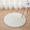 1pc Fluffy Imitation Wool Round Area Rug, Suede Fleece Bottom Long Imitation Wool Rug, Acrylic 80% Polyester 20%, 2.36inch Long Wool