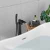 32.2-inch Spout Height Floor Mount Brass Waterfall Bathtub Faucet Freestanding Tub Filler Mixer Taps with High Flow Handheld Faucets Shower