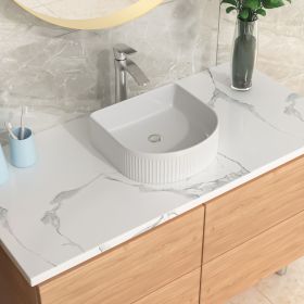 19.6in.\15.69in. Porcelain Ceramic Above Counter Single Bowl Bathroom Sink, Ceramic Vessel Lavatory Wash Hand Basin with Pop-up Drainer (Shape: semicircle, size: 15-11/16 inch)