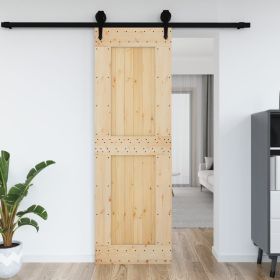 Door NARVIK 27.6"x82.7" Solid Wood Pine (Color: Brown)