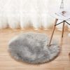 1pc Fluffy Imitation Wool Round Area Rug, Suede Fleece Bottom Long Imitation Wool Rug, Acrylic 80% Polyester 20%, 2.36inch Long Wool