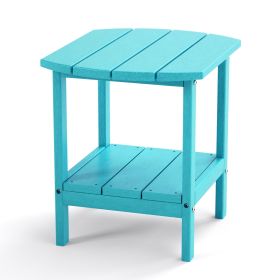 Outdoor Side Table for Adirondack Chairs;  All-Weather Resistant Humidity-Proof Waterproof Stain-Proof Accent Tables (Color: Lake Blue)