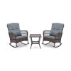 3 Pieces Rocking Bistro Set with 2-Tier Coffee Table